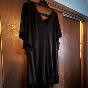 Black Fringe cover up swim Dress